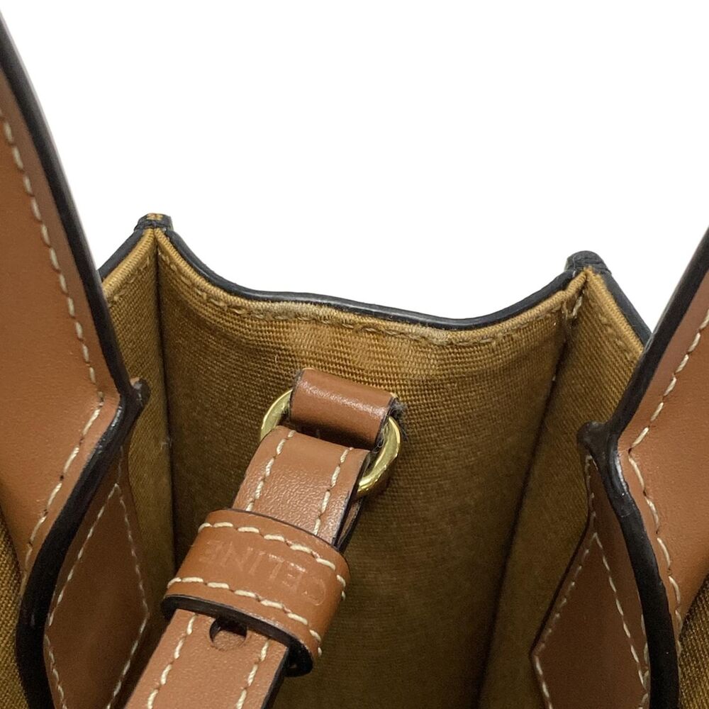 Celine Mini Vertical Cabas Tote Bag 194372BZK.04LU Triomphe Canvas Calf Skin - Picture 13 of 15